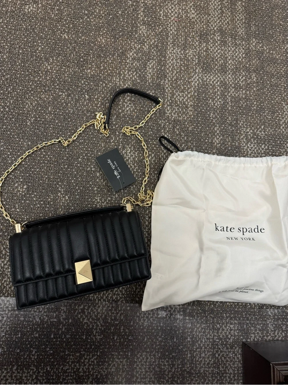 Kate Spade Deco Quilted Chain Shoulder Bag - Black